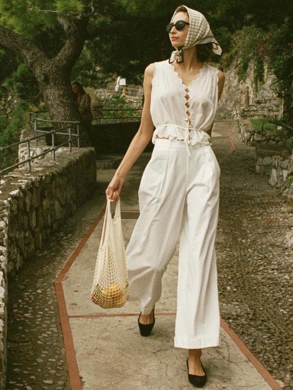 Doen Hilaire Wide-Leg Cotton Trouser Pants